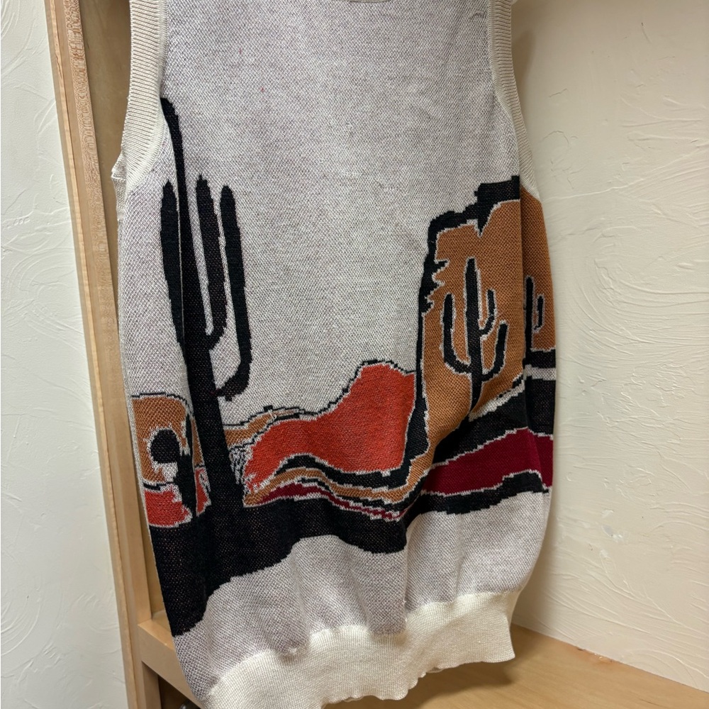 Women’s Beige Desert Print Knit Tank Top